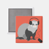 Funny Music Lover Ferret Magnet (Vorderseite/Rückseite)