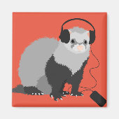 Funny Music Lover Ferret Magnet (Vorne)