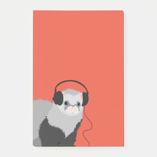 Funny Music Lover Ferret Post-it Klebezettel (Vorderseite)