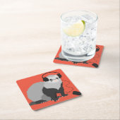 Funny Music Lover Ferret Rechteckiger Pappuntersetzer (Vor Ort)