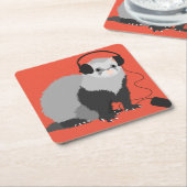 Funny Music Lover Ferret Rechteckiger Pappuntersetzer (angewinkelt)