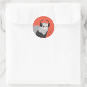 Funny Music Lover Ferret Runder Aufkleber (Tasche)