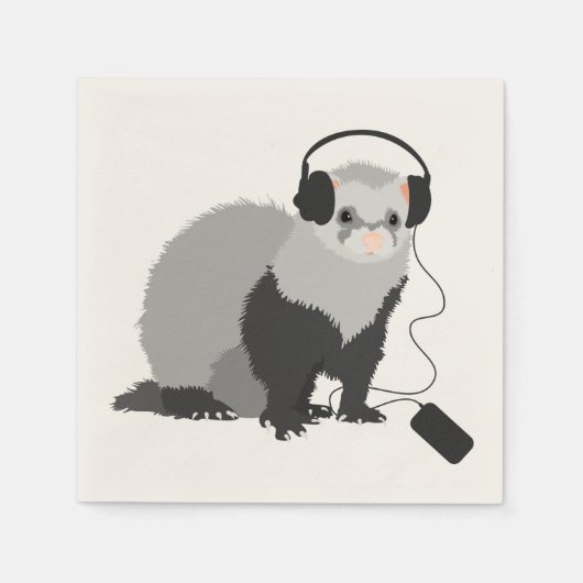 Funny Music Lover Ferret Serviette (Vorderseite)