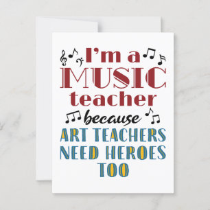 Funny Music Teacher Heroes Zitat Postkarte