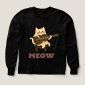 Funny Musical Cat Playing Gitarre Black T - Shirt (Design Vorderseite)
