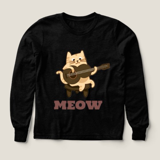 Funny Musical Cat Playing Gitarre Black T - Shirt (Design Vorderseite)