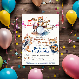 Funny Musical Cats Karaoke Kindergeburtstag Party Einladung