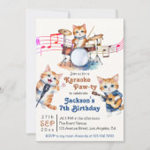 Funny Musical Cats Karaoke Kindergeburtstag Party Einladung (Vorderseite)