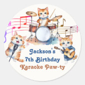 Funny Musical Cats Karaoke Kindergeburtstag Party Runder Aufkleber (Vorderseite)