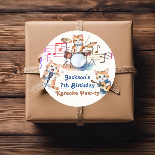 Funny Musical Cats Karaoke Kindergeburtstag Party Runder Aufkleber