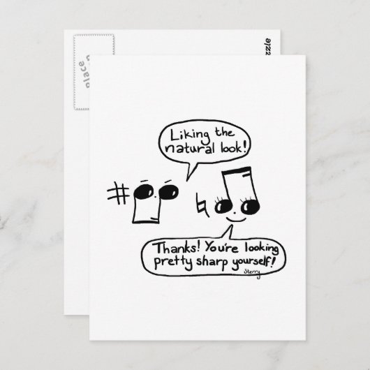 Funny Musical Compliments Cartoon: Version II Postkarte (Vorne/Hinten)