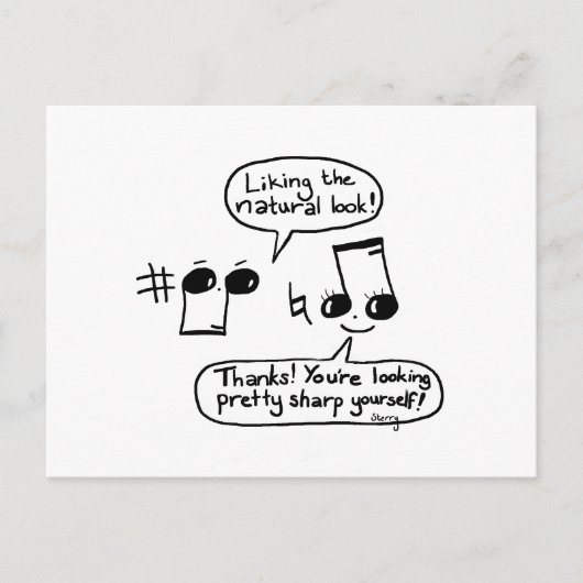 Funny Musical Compliments Cartoon: Version II Postkarte (Vorderseite)