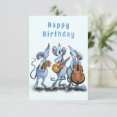 Funny Musical Mouse Band Geburtstagkarte (Stehend Vorderseite)