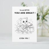 Funny Musician cat coloring card and maze Dankeskarte (Stehend Vorderseite)
