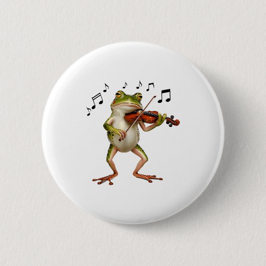 Funny Musician Violinist Cute Frog Playing Violin Button (Vorderseite)