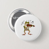 Funny Musician Violinist Cute Frog Playing Violin Button (Vorne & Hinten)
