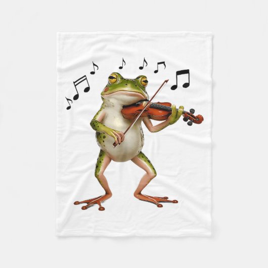 Funny Musician Violinist Cute Frog Playing Violin Fleecedecke (Vorderseite)