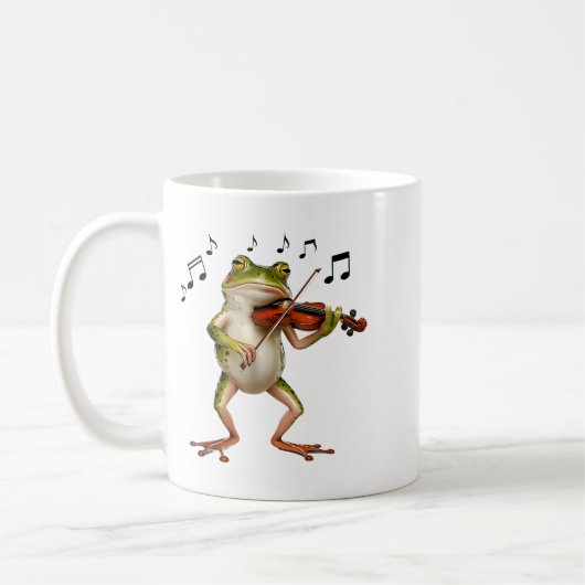 Funny Musician Violinist Cute Frog Playing Violin  Kaffeetasse (Links)