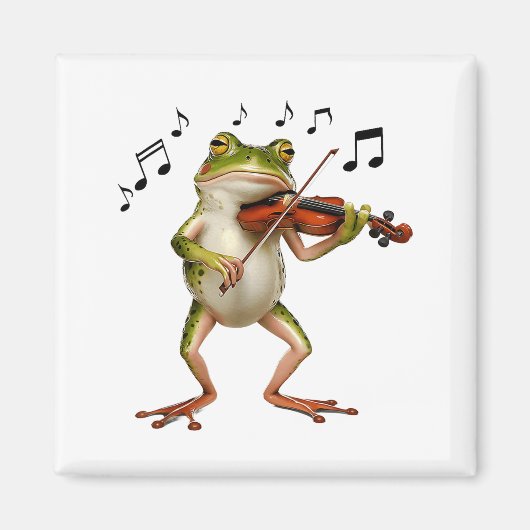 Funny Musician Violinist Cute Frog Playing Violin  Magnet (Vorne)