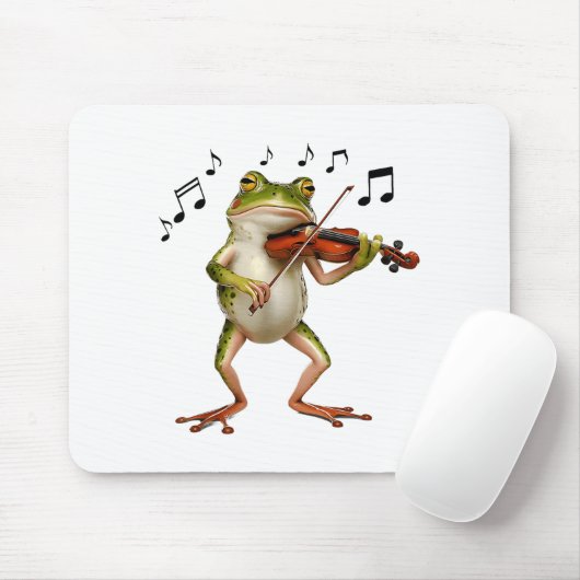 Funny Musician Violinist Cute Frog Playing Violin Mousepad (Mit Mouse)