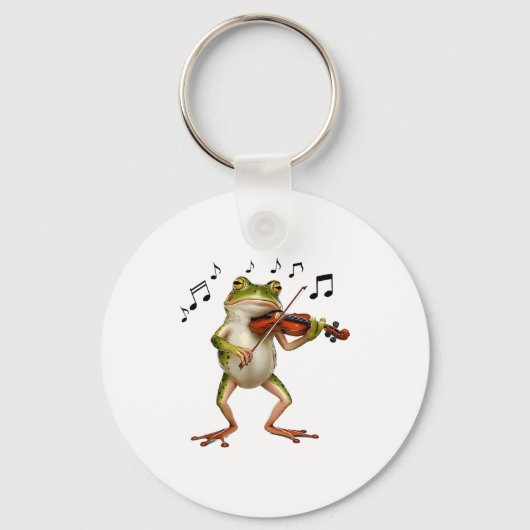 Funny Musician Violinist Cute Frog Playing Violin Schlüsselanhänger (Vorderseite)