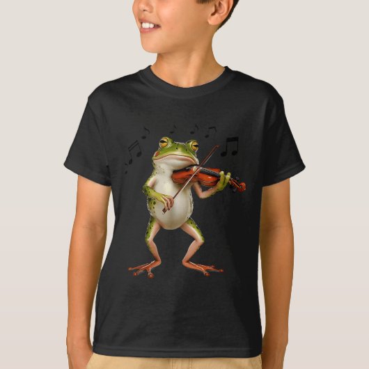 Funny Musician Violinist Cute Frog Playing Violin T-Shirt (Vorderseite)