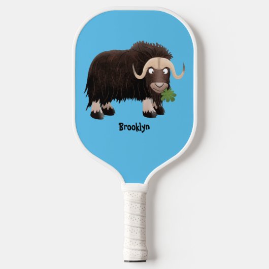Funny musk ox cartoon illustration pickleball schläger (Vorderseite)