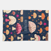 Funny musroom Pink Blue Watercolor Muster Geschirrtuch (Horizontal)