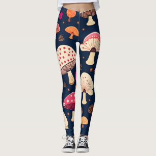 Funny musroom Pink Blue Watercolor Muster Leggings