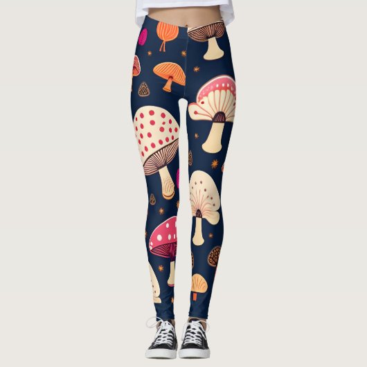 Funny musroom Pink Blue Watercolor Muster Leggings (Vorderseite)