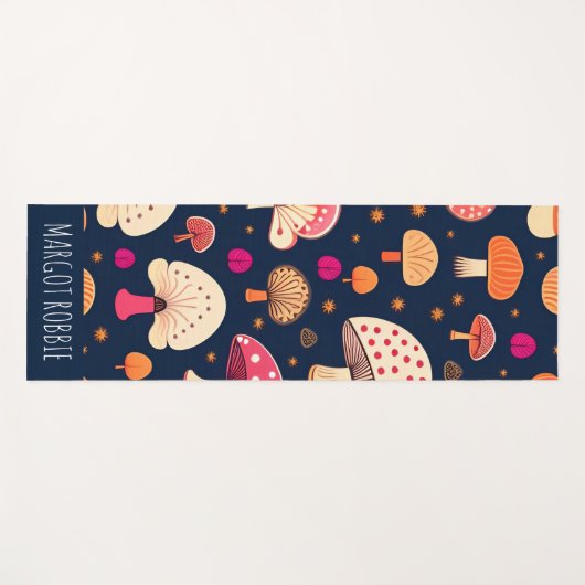 Funny musroom Pink Blue Watercolor Muster Yogamatte (Vorderseite (Horizontal))
