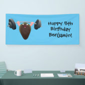 Funny mussel arbeitet an Cartoon Illustration Banner (Messe)