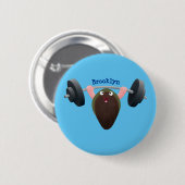 Funny mussel arbeitet an Cartoon Illustration Button (Vorne & Hinten)