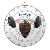 Funny mussel arbeitet an Cartoon Illustration Dartscheibe (vorne)