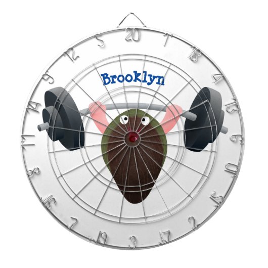 Funny mussel arbeitet an Cartoon Illustration Dartscheibe (vorne)