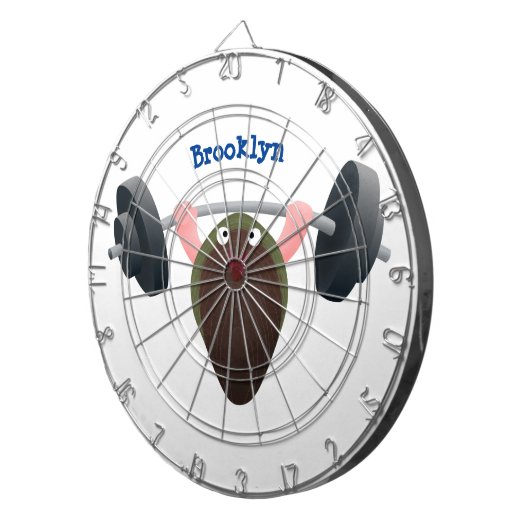 Funny mussel arbeitet an Cartoon Illustration Dartscheibe (Vorderseite rechts)