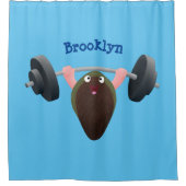 Funny mussel arbeitet an Cartoon Illustration Duschvorhang (Vorderseite)