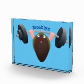 Funny mussel arbeitet an Cartoon Illustration Fotoblock (Rechts)