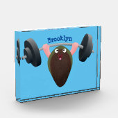 Funny mussel arbeitet an Cartoon Illustration Fotoblock (Links)