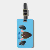 Funny mussel arbeitet an Cartoon Illustration Gepäckanhänger (Vorderseite vertikal)