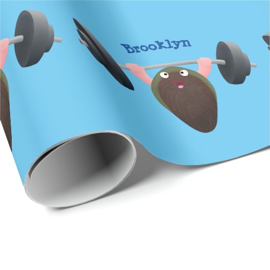 Funny mussel arbeitet an Cartoon Illustration Geschenkpapier (Rolleneckpunkt)