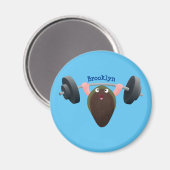 Funny mussel arbeitet an Cartoon Illustration Magnet (Vorderseite/Rückseite)