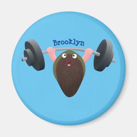 Funny mussel arbeitet an Cartoon Illustration Magnet (Vorne)