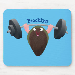 Funny mussel arbeitet an Cartoon Illustration Mousepad