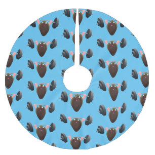 Funny mussel arbeitet an Cartoon Illustration Polyester Weihnachtsbaumdecke