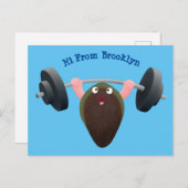 Funny mussel arbeitet an Cartoon Illustration Postkarte (Vorne/Hinten)