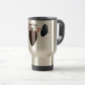 Funny mussel arbeitet an Cartoon Illustration Reisebecher (VorderseiteRechts)