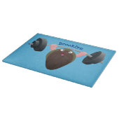 Funny mussel arbeitet an Cartoon Illustration Schneidebrett (Ecke)