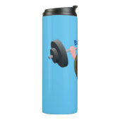 Funny mussel arbeitet an Cartoon Illustration Thermosbecher (Nach links gedreht)