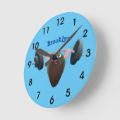 Funny mussel working out cartoon illustration runde wanduhr (Winkel)